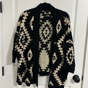 BCBG Black and Cream AZTEC Patterned Women's Sweater